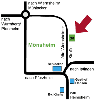 Detaillierter Anfahrtsplan in Mönsheim